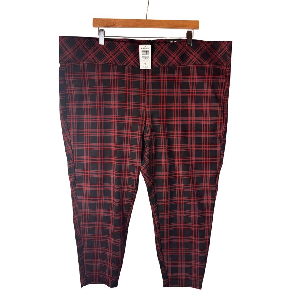 NWT Torrid red black plaid Pixie pull-on pants Women’s 4X tartan pattern Stretch